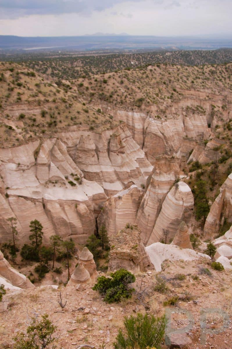 High desert landscape surrounding Kasha-Katuwe Tent Rocks National Monument in New Mexico