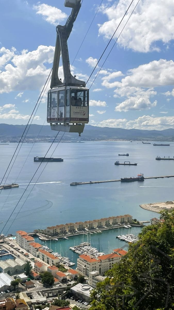 Gibraltar cable car ascending toward the summit of the Rock of Gibraltar