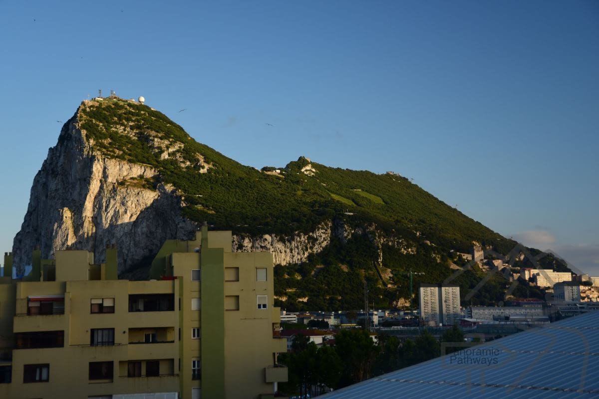 View from La L&iacute;nea de la Concepci&oacute;n near Ohtels Campo de Gibraltar with Gibraltar in the distance